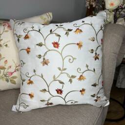 Decorative Cushion Cover - Embroidered Designer Fabric Natural Colours Floral Pattern Double Sided Worldwide Shipping Iliv - thumbnail 4