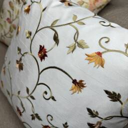 Decorative Cushion Cover - Embroidered Designer Fabric Natural Colours Floral Pattern Double Sided Worldwide Shipping Iliv - thumbnail 2