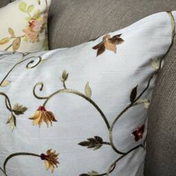 Decorative Cushion Cover - Embroidered Designer Fabric Natural Colours Floral Pattern Double Sided Worldwide Shipping Iliv - thumbnail 3