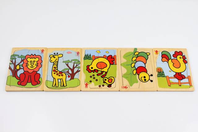 Wooden Mixed Animal Puzzle, Animal Puzzle, Learning Animals, Handmade - image 1