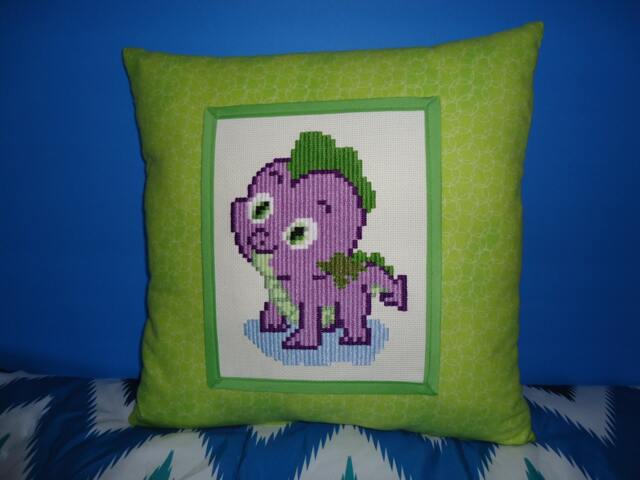 Embroidered Dragon Pillow, My Little Pony Kids Room Decor - image 1