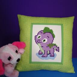 Embroidered Dragon Pillow, My Little Pony Kids Room Decor - thumbnail 3