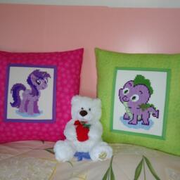 Embroidered Dragon Pillow, My Little Pony Kids Room Decor - thumbnail 2