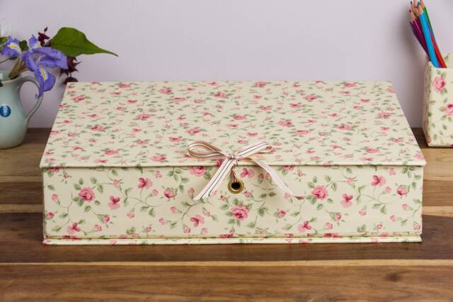 Stylish Box File - A4 Rosebud Design Office Collection & Stationery Handmade in England - image 1