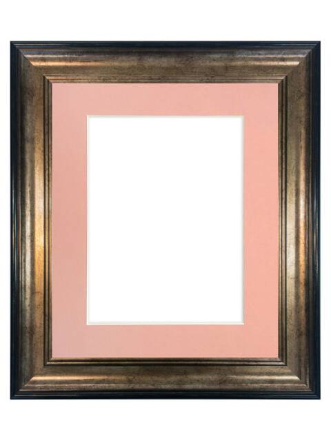 Scandi Black & Gold Picture Frame With Pink Mount - image 1