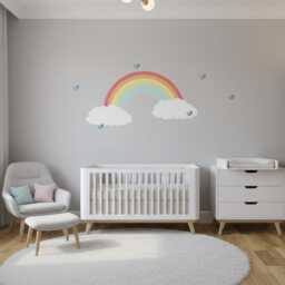 Kids Rainbow Wall Decal, Decals, Decals Nursery, Baby Stickers, Decal Kids, Fabric Reusable - thumbnail 1