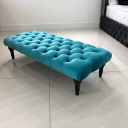 Rectangular Chesterfield Footstool - Coffee Table Available in Various Sizes, Colors & Fabrics - thumbnail 2