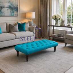 Rectangular Chesterfield Footstool - Coffee Table Available in Various Sizes, Colors & Fabrics - thumbnail 1