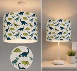 New Hq Kids Dinosaurs Print Lamp Shade Pendant Ceiling Light Green Available in Multi Size & Shapes - thumbnail 1