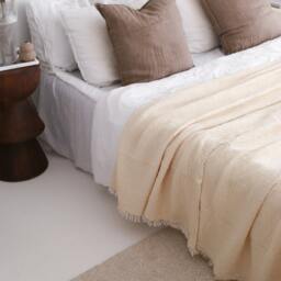 Organic Muslin Bedspread, Cream Cotton Bed Cover, Soft Boho Throw Blanket - thumbnail 4