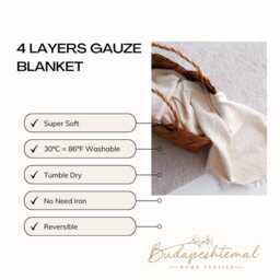 Organic Muslin Bedspread, Cream Cotton Bed Cover, Soft Boho Throw Blanket - thumbnail 2