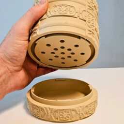 Indian Style Planter With Hidden Drip Tray, Decorative Textured Plant Pot, Indoor Pot For Houseplants - thumbnail 4