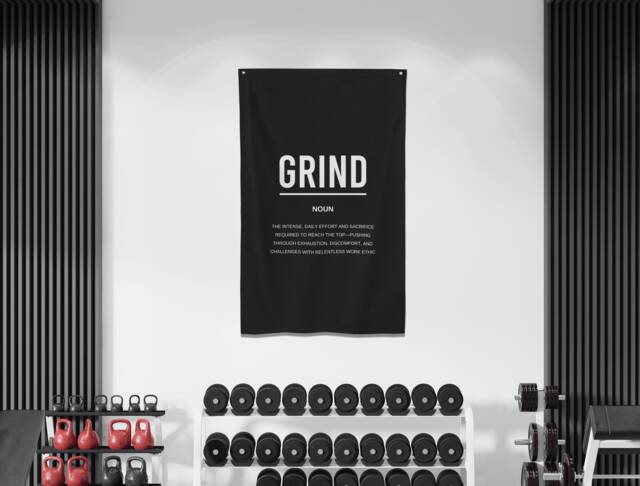 Grind Definition Flag, Motivational Gym Decor, Office Wall Art, Inspirational Entrepreneur Gift, Fitness Motivation, Daily Decor - image 1