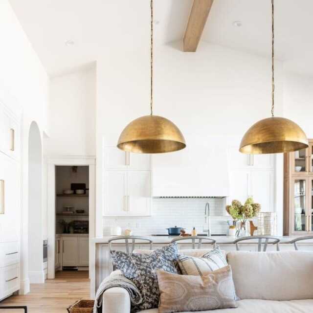 Set Of 2 Brass Dome Pendant Lights, Hanging Moroccan Light For Dining Room & Kitchen - image 1