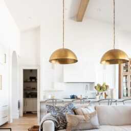 Set Of 2 Brass Dome Pendant Lights, Hanging Moroccan Light For Dining Room & Kitchen