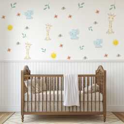 Safari Nursery Wall Stickers Elephant & Giraffe Decals Jungle Animal Baby Decor Peel Stick - thumbnail 1