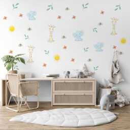 Safari Nursery Wall Stickers Elephant & Giraffe Decals Jungle Animal Baby Decor Peel Stick - thumbnail 2
