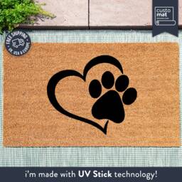 Custom Dog Paw Heart Doormat - Door Mat Cute Lover Personalized Coir Animal Gift Rug - thumbnail 1