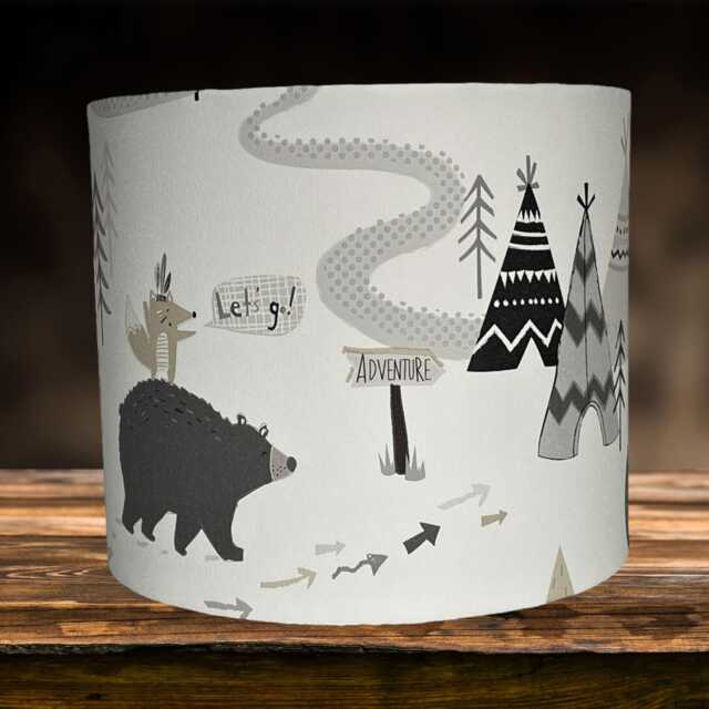 Woodland Animals Lampshade Ceiling Light Shade Forest Tepee Kids Boys Girls Children's Theme Bedroom Home Decor Nursery Accessories Gifts