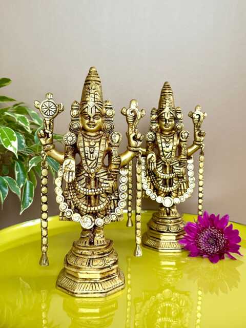 Brass Tirupati Balaji Statue 45cm Lord Idol For New Home, Vishnu Avatar Figurine, Shri Venkateshwara Home Decor Gifts - image 1