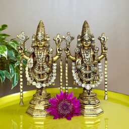 Brass Tirupati Balaji Statue 45cm Lord Idol For New Home, Vishnu Avatar Figurine, Shri Venkateshwara Home Decor Gifts - thumbnail 3