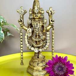 Brass Tirupati Balaji Statue 45cm Lord Idol For New Home, Vishnu Avatar Figurine, Shri Venkateshwara Home Decor Gifts - thumbnail 2