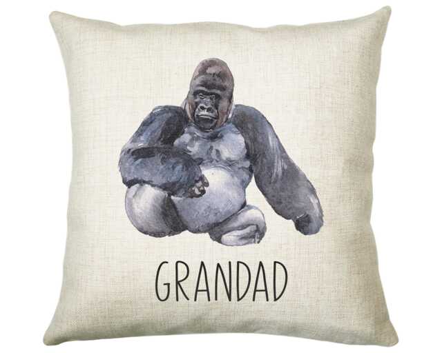 Personalised Gorilla Cushion Gift Printed Name Design - Throw Pillow For Dad Friend Bedroom Birthday Christmas Cs501 - image 1