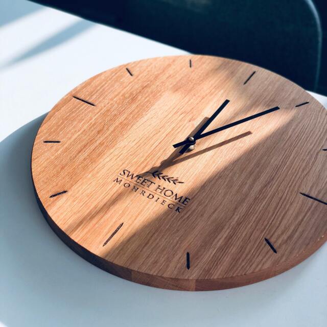 Oak Wood Wall Clock Engraved Personalised Custom Unique Family Wedding Gift - image 1