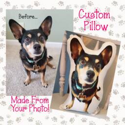 Huggable Custom Dog Photo Gift Throw Pillow For Lovers, Mom Gift, Dad Loss Bereavement Away At College - thumbnail 1