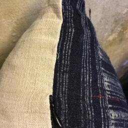 Vintage Handmade Tribal Hmong Batik Hemp Pillow Cover in The North Of Vietnam - thumbnail 3