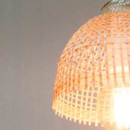 Small Woven Bamboo Pendant Lampshade - Rustic Basket Light - thumbnail 2