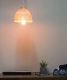 Small Woven Bamboo Pendant Lampshade - Rustic Basket Light - thumbnail 1