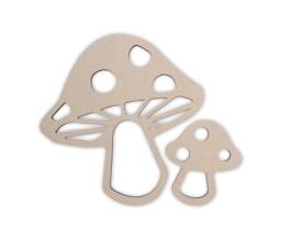 Unfinished Wooden Mushroom Shape Diy Wall Art Decor - thumbnail 1