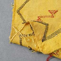 Yellow Moroccan Sabra Cactus Silk Rug Handwoven Berber Kilim Runner - thumbnail 4