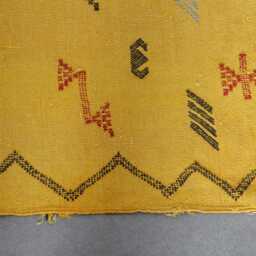 Yellow Moroccan Sabra Cactus Silk Rug Handwoven Berber Kilim Runner - thumbnail 2