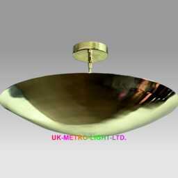 Elegant Mid Century Modern Brass Flush Mount Ceiling Light - thumbnail 3
