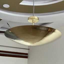 Elegant Mid Century Modern Brass Flush Mount Ceiling Light - thumbnail 2