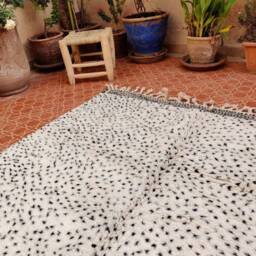 Handmade Polka Dot Moroccan Rug Black & White Woven Area Rug - thumbnail 3
