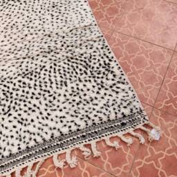 Handmade Polka Dot Moroccan Rug Black & White Woven Area Rug - thumbnail 4