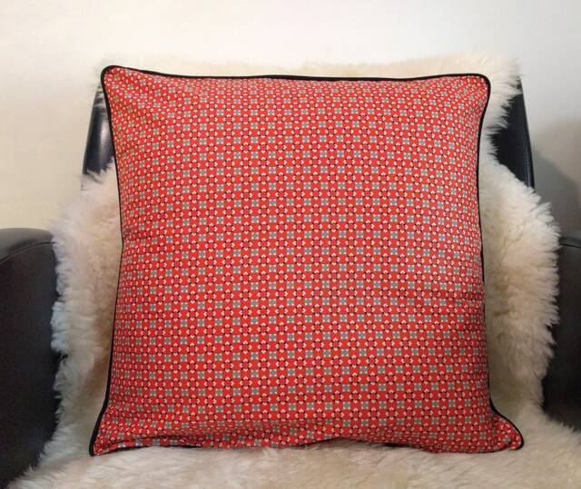 Piped Cushion Cover Geometric Patterns Scandinavian Style in Cotton 40x40 cm - image 1