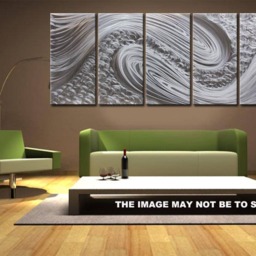 Modern 3D Metal Wall Art Sculpture Abstract Silver Painting - thumbnail 4