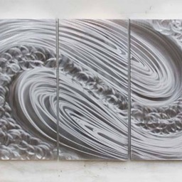 Modern 3D Metal Wall Art Sculpture Abstract Silver Painting - thumbnail 3