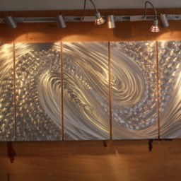 Modern 3D Metal Wall Art Sculpture Abstract Silver Painting - thumbnail 2