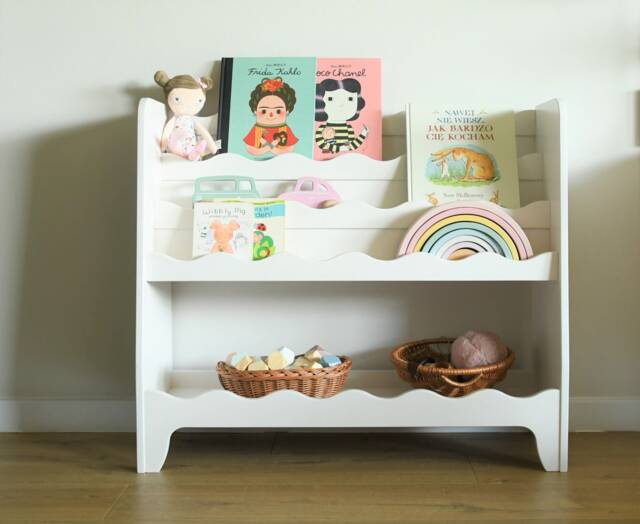 Front Facing Montessori Bookcase For Kids - Wooden Bookshelf Nursery & Playroom Storage - image 1