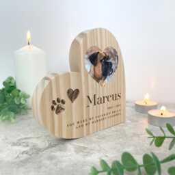 Personalised Pet Photo Wooden White Heart Keepsake - Remembrance Gift - thumbnail 1