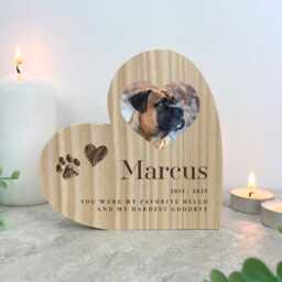 Personalised Pet Photo Wooden White Heart Keepsake - Remembrance Gift - thumbnail 3