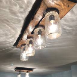 The Rusty Lid Rustic Country Mason Jar Reclaimed Barnwood Chandelier - thumbnail 2