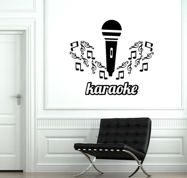 Karaoke Wall Vinyl Decal Music Microphone Notes Cool Decor For Home Rooms, Bars, Or Party Spaces Stickers 1929Di - image 1