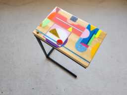 Colorful Epoxy C Table, Abstract Side Laptop Stand