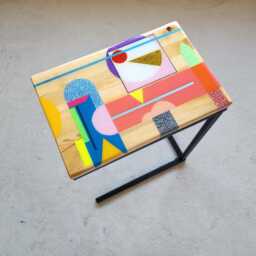 Colorful Epoxy C Table, Abstract Side Laptop Stand - thumbnail 2